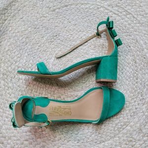SALVATORE FERRAGAMO Connie Suede Mid-Heel Sandals